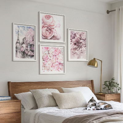 Multi-piece wall decor set Flowers pink romantic landscape