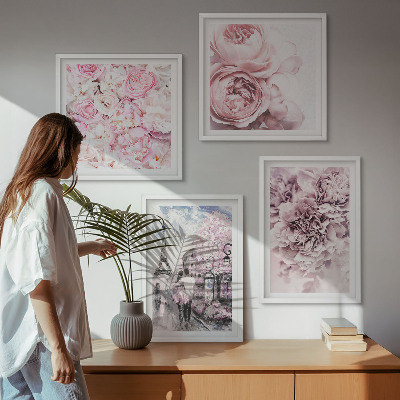 Multi-piece wall decor set Flowers pink romantic landscape