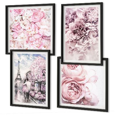 Multi-piece wall decor set Flowers pink romantic landscape