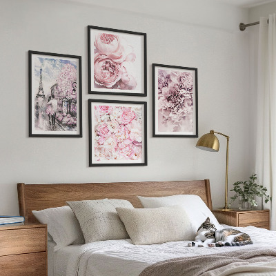 Multi-piece wall decor set Flowers pink romantic landscape