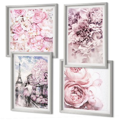 Multi-piece wall decor set Flowers pink romantic landscape
