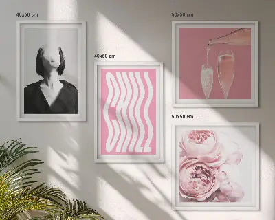 Stylish portrait with champagne wall art set set of 4 pieces