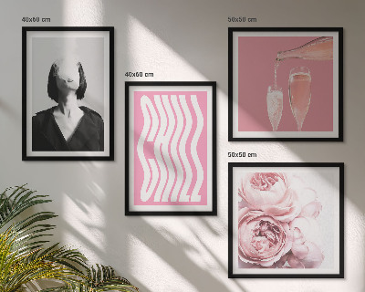 Set of 4 wall art pieces Stylish portrait with champagne