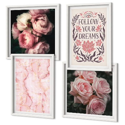 Multi-piece wall decor set Vintage roses marble dreams