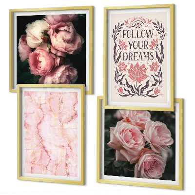 Multi-piece wall decor set Vintage roses marble dreams