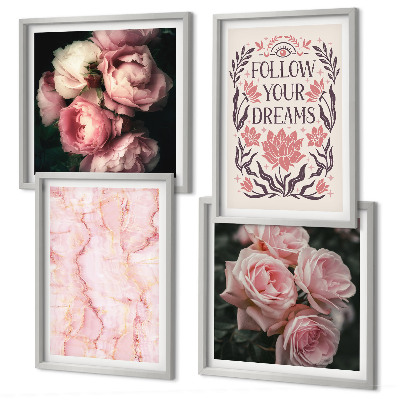 Multi-piece wall decor set Vintage roses marble dreams