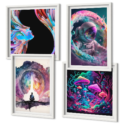 Wall art set Colorful fantasy art illustrations