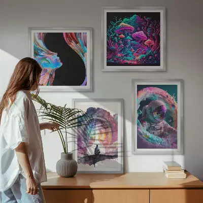 Colorful fantasy art illustrations wall art set