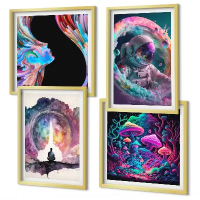 Colorful fantasy art illustrations wall art set