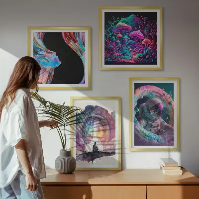 Colorful fantasy art illustrations wall art set