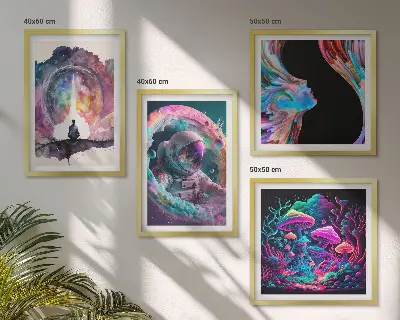 Colorful fantasy art illustrations wall art set