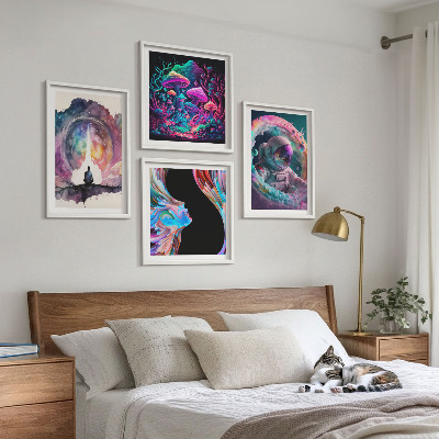 Wall art set Colorful fantasy art illustrations