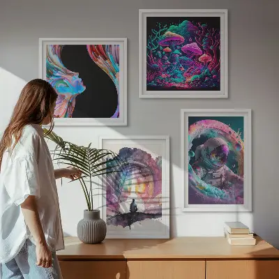 Colorful fantasy art illustrations wall art set