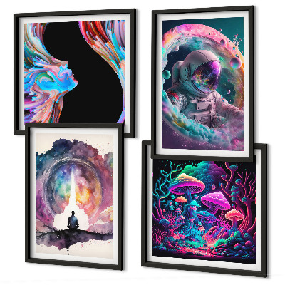 Wall art set Colorful fantasy art illustrations
