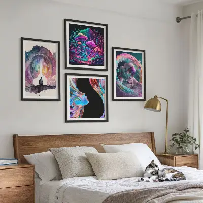 Colorful fantasy art illustrations wall art set