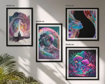 Colorful fantasy art illustrations wall art set