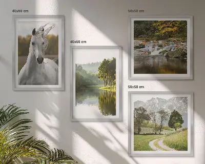 White horses river nature wall art set of 4 pieces