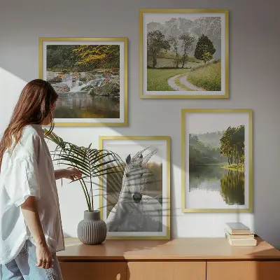 White horses river nature wall art set of 4 pieces