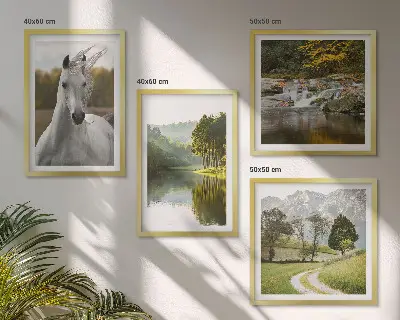 White horses river nature wall art set of 4 pieces