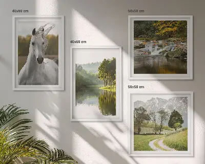 White horses river nature wall art set of 4 pieces