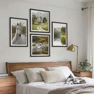 White horses river nature wall art set of 4 pieces