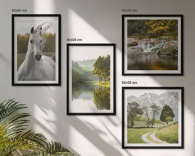 White horses river nature wall art set of 4 pieces