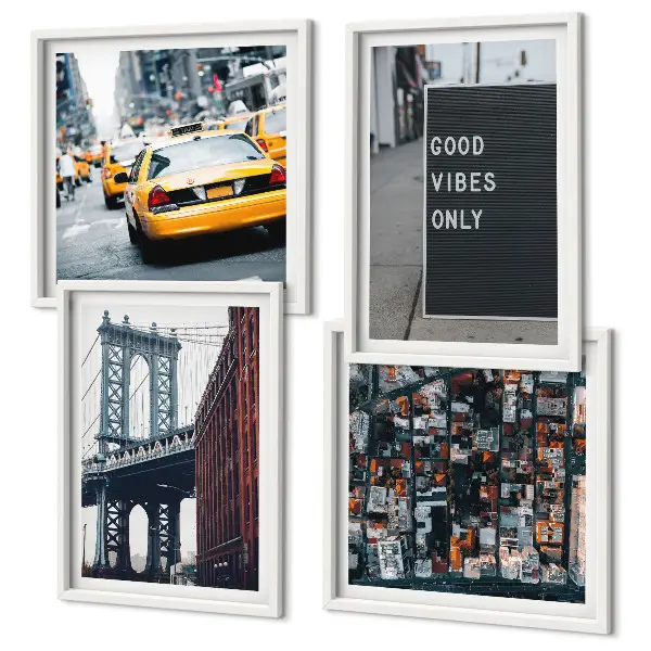 Multi-piece wall decor set bird's eye view of a city bridge with inscriptions