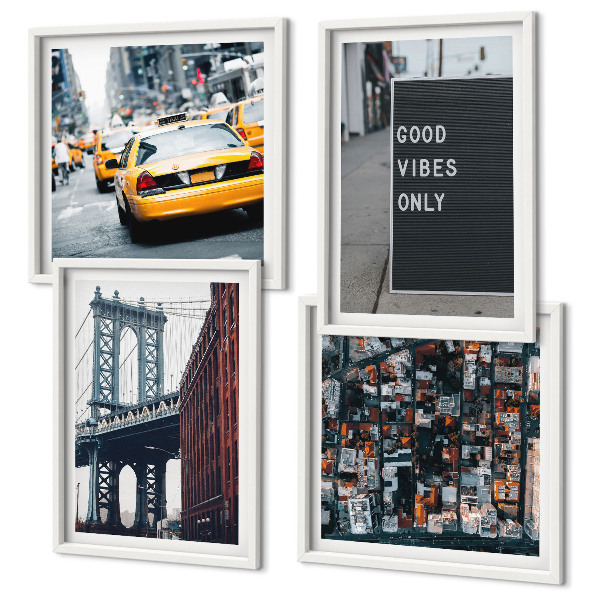 Multi-piece wall decor set Bridge city inscriptions bird's eye view
