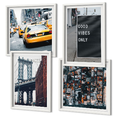 Multi-piece wall decor set Bridge city inscriptions bird's eye view