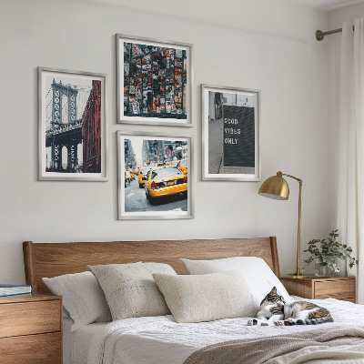 Multi-piece wall decor set Bridge city inscriptions bird's eye view