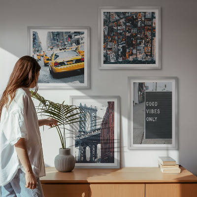 Multi-piece wall decor set Bridge city inscriptions bird's eye view