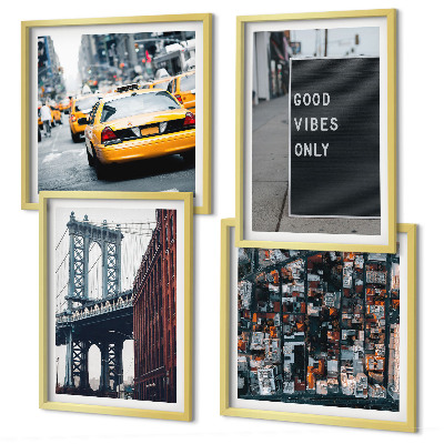 Multi-piece wall decor set Bridge city inscriptions bird's eye view