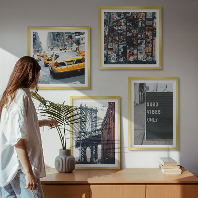Multi-piece wall decor set Bridge city inscriptions bird's eye view