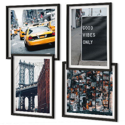 Multi-piece wall decor set Bridge city inscriptions bird's eye view