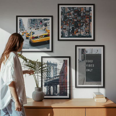 Multi-piece wall decor set Bridge city inscriptions bird's eye view