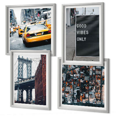 Multi-piece wall decor set Bridge city inscriptions bird's eye view