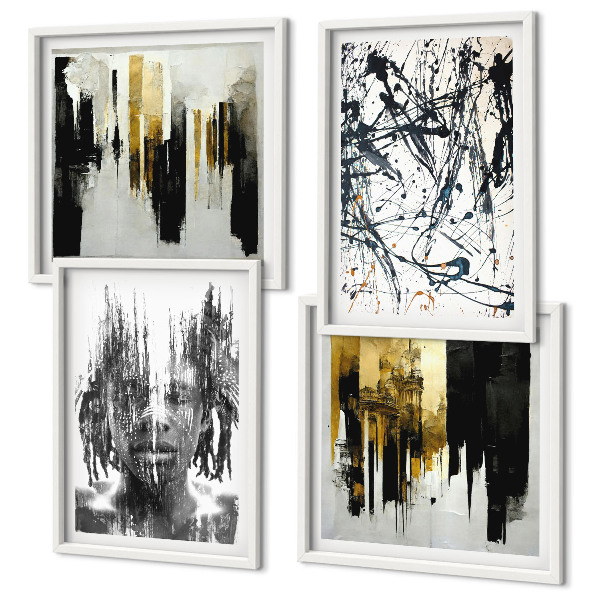 Wall art set Contrasting abstract portraits