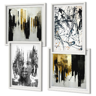 Wall art set Contrasting abstract portraits