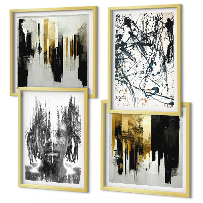 Wall art set Contrasting abstract portraits