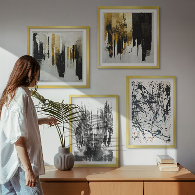 Wall art set Contrasting abstract portraits