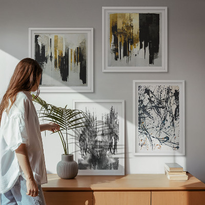 Wall art set Contrasting abstract portraits