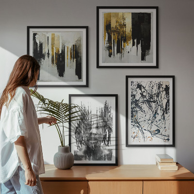 Wall art set Contrasting abstract portraits