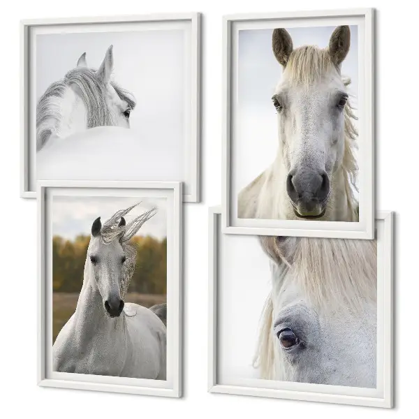 White horses wall art set of 4 pieces