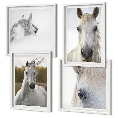 White horses wall art set of 4 pieces