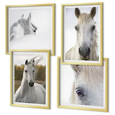 White horses wall art set of 4 pieces