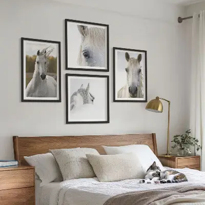 White horses wall art set of 4 pieces