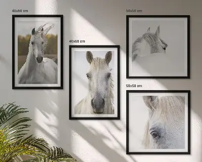 White horses wall art set of 4 pieces