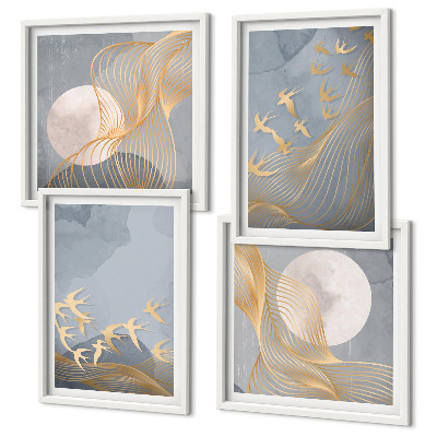 Multi-piece wall decor set Birds in flight sky moon