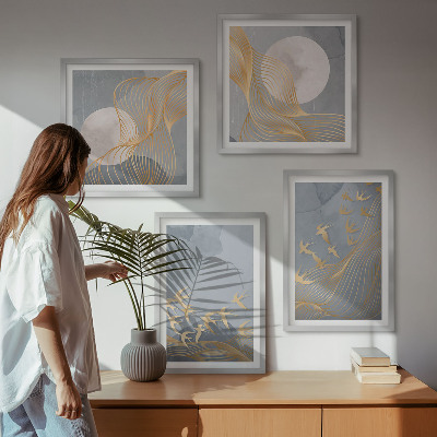Multi-piece wall decor set Birds in flight sky moon