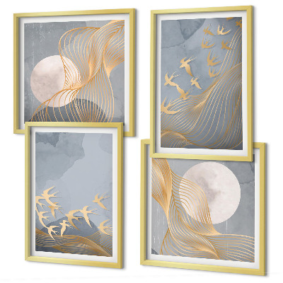 Multi-piece wall decor set Birds in flight sky moon
